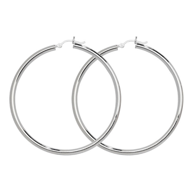 Hinged Hooped Earrings 60mm In Sterling Silver by FANCI Fine Jewellery, Southampton, UK.