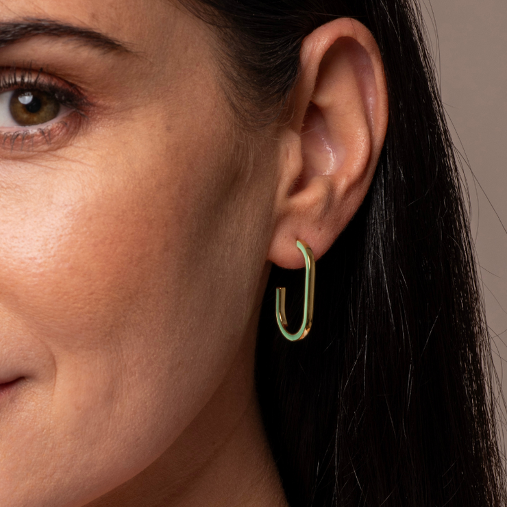 Green Enamel Hoop Earrings