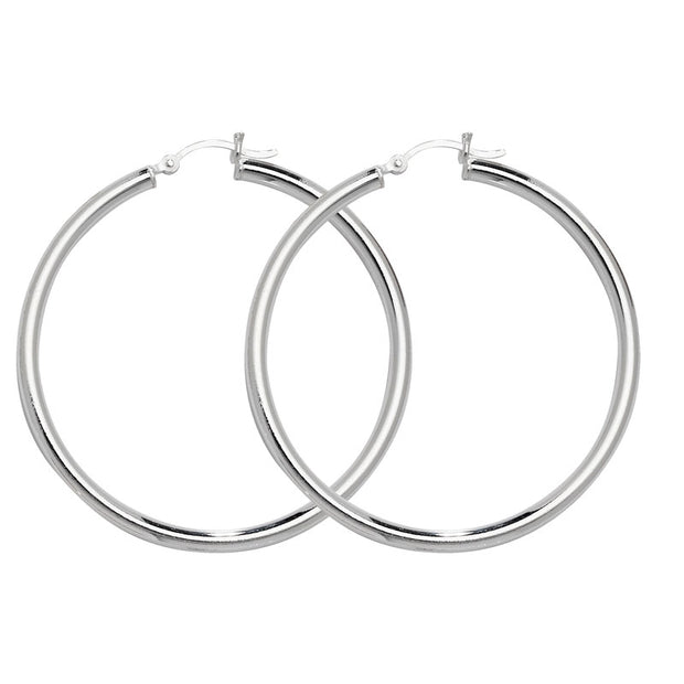 Hinged Hooped Earrings 50mm In Sterling Silver by FANCI Fine Jewellery, Southampton, UK.