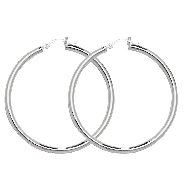 Hinged Hooped Earrings 50mm In Sterling Silver by FANCI Fine Jewellery, Southampton, UK.