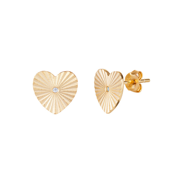 Fluted Heart Stud Earrings by FANCI Fine Jewellery, Southampton, UK.