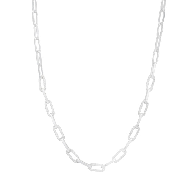 Fancy CZ Rectangular Link Chain Necklace by FANCI Fine Jewellery, Southampton, UK.