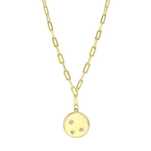 Gold Plated Box Chain With CZ Disc Pendant Necklace by FANCI Fine Jewellery, Southampton, UK.