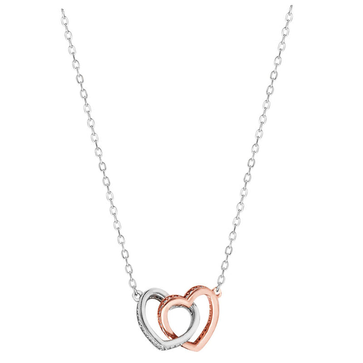 Two Tone Double Heart Necklace by FANCI Fine Jewellery, Southampton, UK.