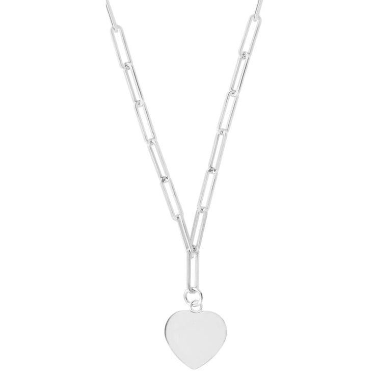 Link Chain With Plain Heart Pendant Necklace by FANCI Fine Jewellery, Southampton, UK.