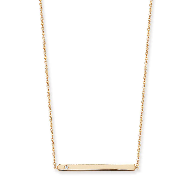 Gold Plated Bar Necklace with CZ by FANCI Fine Jewellery, Southampton, UK.