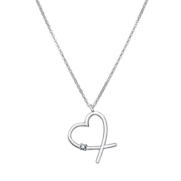 Sterling Silver CZ Heart Necklace by FANCI Fine Jewellery, Southampton, UK.