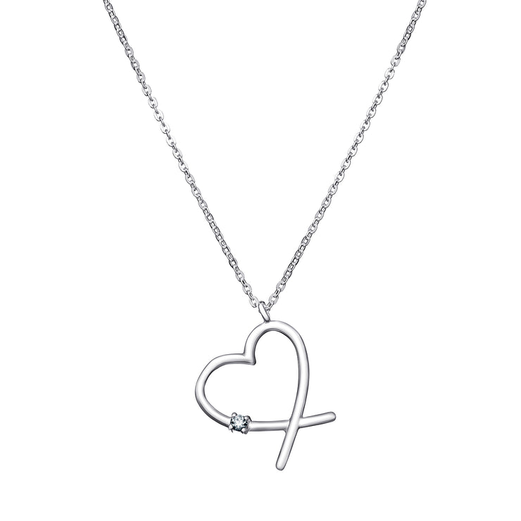 Sterling Silver CZ Heart Necklace by FANCI Fine Jewellery, Southampton, UK.