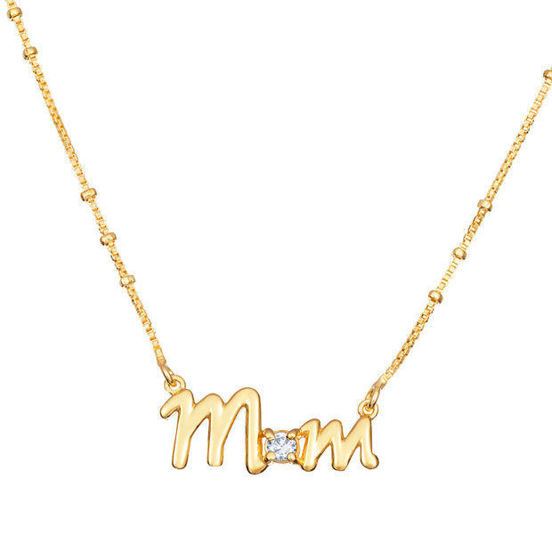 Silver Gold Plated Mum Beaded Necklace by FANCI Fine Jewellery, Southampton, UK.