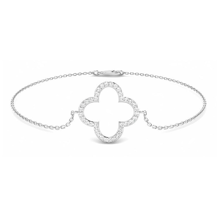 Diamond Clover Bracelet With 0.18ct Diamonds In White Gold By FANCI Fine Jewellery, Southampton, UK.