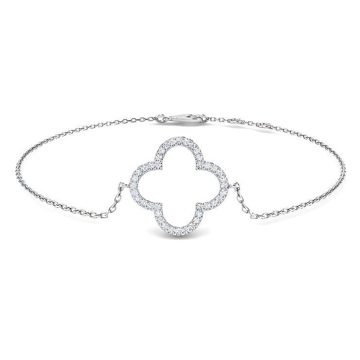 Diamond Clover Bracelet With 0.11ct Diamonds In White Gold By FANCI Fine Jewellery, Southampton, UK.