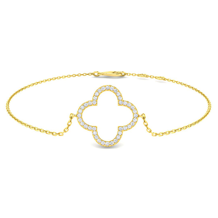 Diamond Clover Bracelet With 0.11ct Diamonds In Yellow Gold By FANCI Fine Jewellery, Southampton, UK.