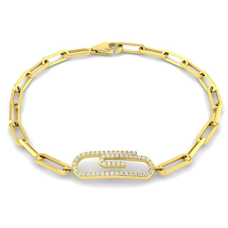 9ct Yellow Gold Diamond Paperclip Bracelet by FANCI Fine Jewellery, Southampton, UK.