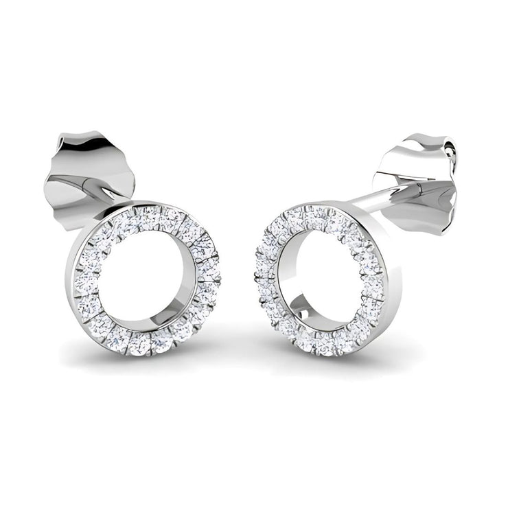 Diamond Circle Earrings In White Gold By FANCI Fine Jewellery, Southampton, UK.