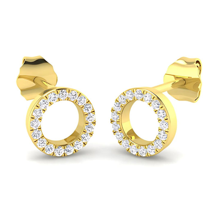 Diamond Circle Earrings In Yellow Gold By FANCI Fine Jewellery, Southampton, UK.