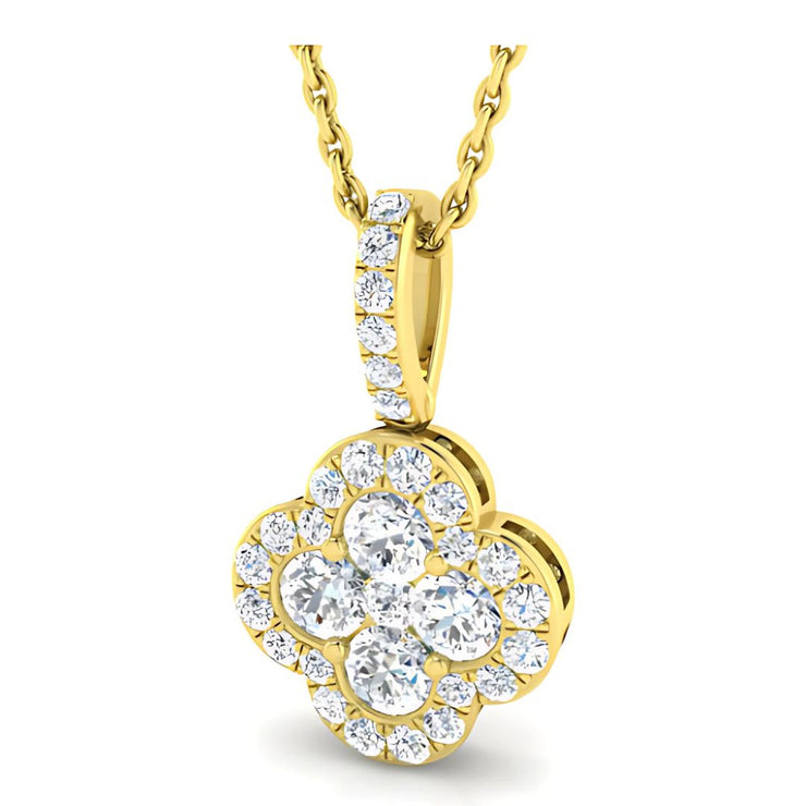 Diamond Clover Pendant In 18ct Yellow Gold By FANCI Fine Jewellery, Southampton, UK.