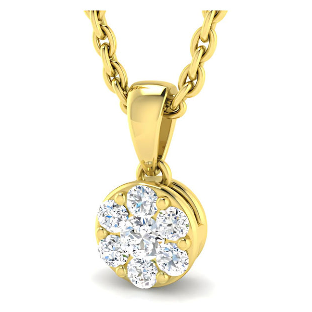 Diamond Cluster Pendant Necklace In Polished 9ct Yellow Gold By FANCI Fine Jewellery, Southampton, UK.