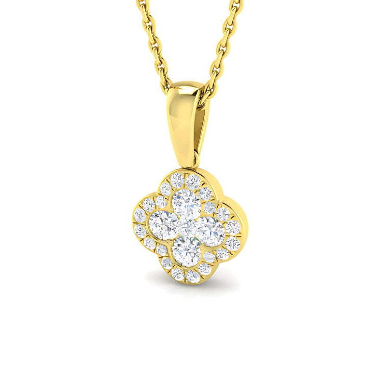 Diamond Clover Pendant In 9ct Yellow Gold By FANCI Fine Jewellery, Southampton, UK.