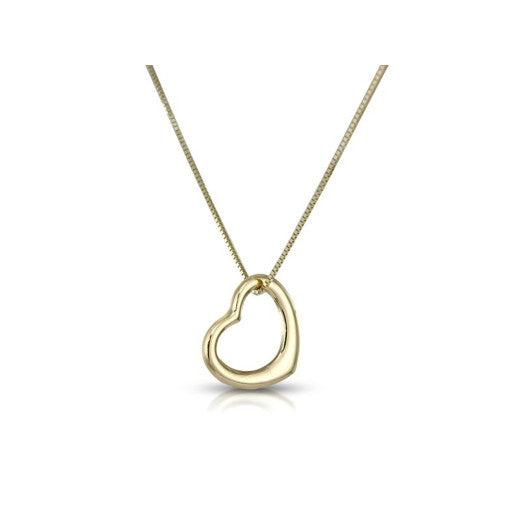 9ct Yellow Gold Open Heart Necklace by FANCI Fine Jewellery, Southampton, UK.