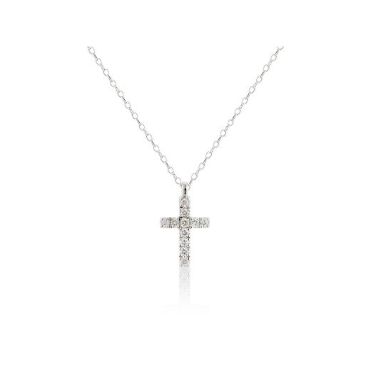 9ct White Gold Diamond Cross Pendant Necklace By FANCI Fine Jewellery, Southampton, UK.