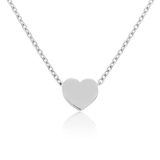 9ct White Gold Solid Heart Pendant Necklace by FANCI Fine Jewellery, Southampton, UK.