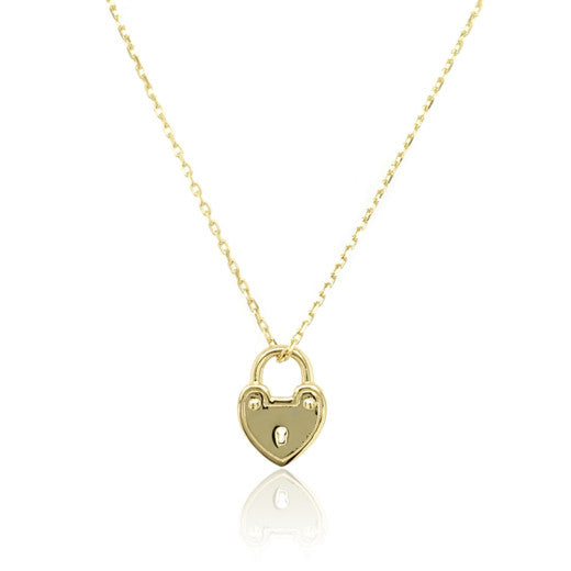 9ct Yellow Gold Padlock Pendant Necklace by FANCI Fine Jewellery, Southampton, UK.