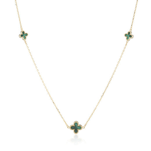 9ct Yellow Gold Malachite Cross Necklace by FANCI Fine Jewellery, Southampton, UK.