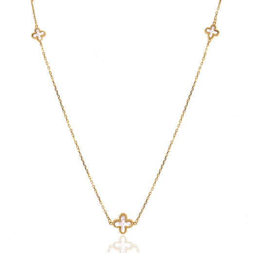 9ct Yellow Gold Mother Of Pearl Cross Necklace by FANCI Fine Jewellery, Southampton, UK.