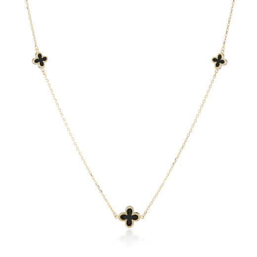 9ct Yellow Gold Onyx Cross Necklace by FANCI Fine Jewellery, Southampton, UK.