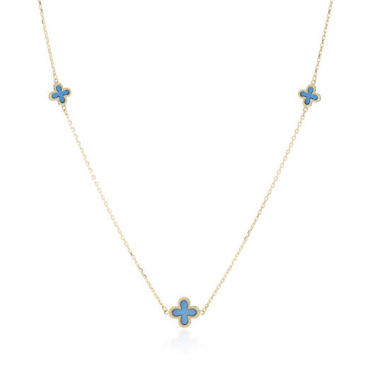 9ct Yellow Gold Turquoise Cross Necklace by FANCI Fine Jewellery, Southampton, UK.