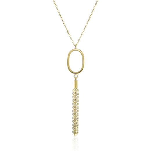 9ct Yellow Gold Tassel Drop Pendant Necklace by FANCI Fine Jewellery, Southampton, UK.