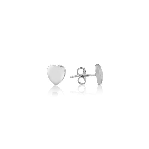 9ct White Gold Heart Stud Earrings By FANCI Fine Jewellery, Southampton, UK.