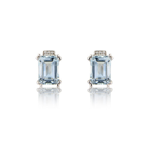 9ct White Gold Diamond And Aquamarine Earrings By FANCI Fine Jewellery, Southampton, UK.