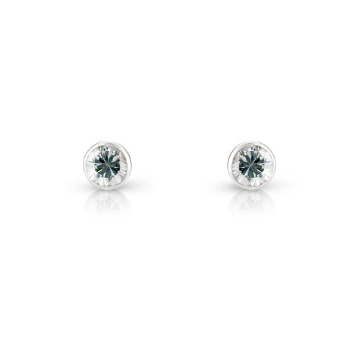 9ct White Gold Cubic Zirconia Stud Earrings By FANCI Fine Jewellery, Southampton, UK.