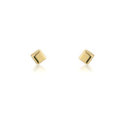 9ct Yellow Gold 3mm Cube Stud Earrings By FANCI Fine Jewellery, Southampton, UK.