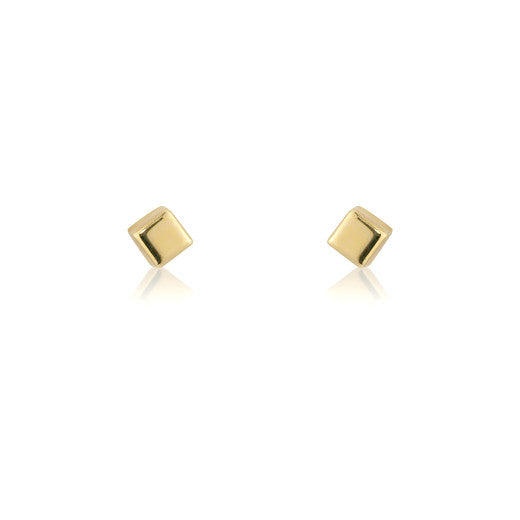 9ct Yellow Gold 3mm Cube Stud Earrings By FANCI Fine Jewellery, Southampton, UK.