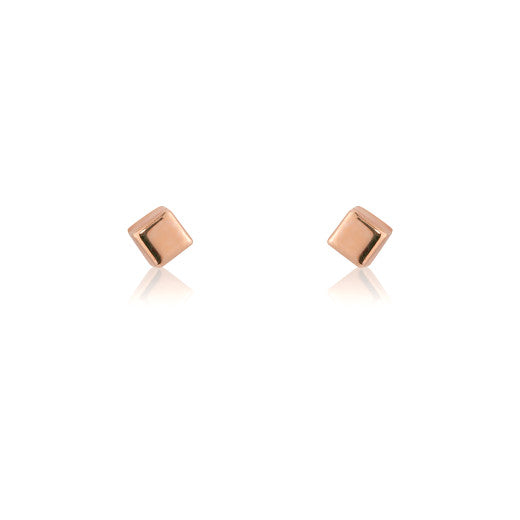 9ct Rose Gold 3mm Cube Stud Earrings By FANCI Fine Jewellery, Southampton, UK.