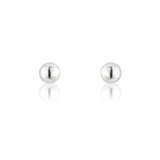 9ct White Gold Plain Gold Ball Studs Earrings - 5mm by FANCI Fine Jewellery, Southampton, UK