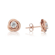 9ct Rose Gold Knot Stud Earrings By FANCI Fine Jewellery, Southampton, UK.