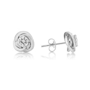 9ct White Gold Knot Stud Earrings By FANCI Fine Jewellery, Southampton, UK.