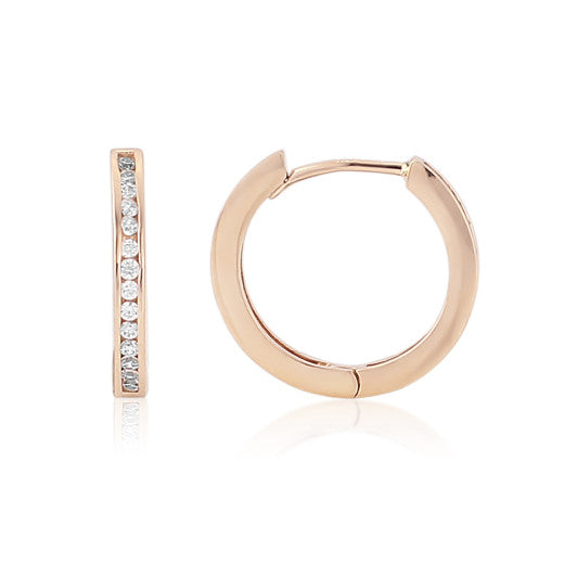 9ct Rose Gold Cubic Zirconia Hoop Earrings By FANCI Fine Jewellery, Southampton, UK.