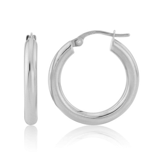 9ct White Gold Small Hoop Earrings by FANCI Fine Jewellery, Southampton, UK.