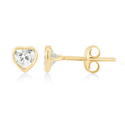 9ct Yellow Gold Cubic Zirconia Heart Earrings By FANCI Fine Jewellery, Southampton, UK.