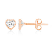 9ct Rose Gold Cubic Zirconia Heart Earrings By FANCI Fine Jewellery, Southampton, UK.