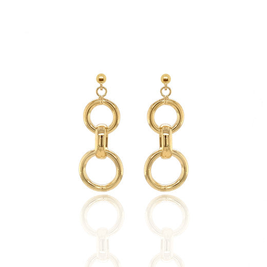 9ct Yellow Gold Circles Drop Earrings By FANCI Fine Jewellery Southampton, UK.