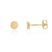 9ct Yellow Gold Flat Circle Disc Stud Earrings By FANCI Fine Jewellery, Southampton, UK.