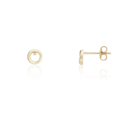 9ct Yellow Gold Circle With Diamond Accent Earrings In Yellow Gold By FANCI Fine Jewellery, Southampton, UK.