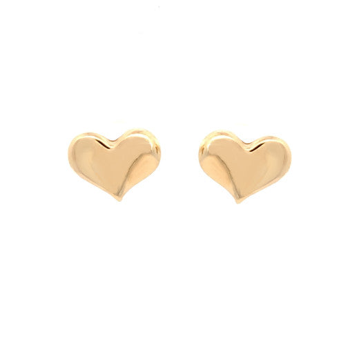 9ct Yellow Gold Heart Stud Earrings By FANCI Fine Jewellery, Southampton, UK.