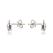 9ct White Gold Amethyst & Diamond Curl Earrings By FANCI Fine Jewellery, Southampton, UK.