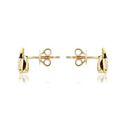 9ct Yellow Gold Garnet & Diamond Curl Earrings By FANCI Fine Jewellery, Southampton, UK.